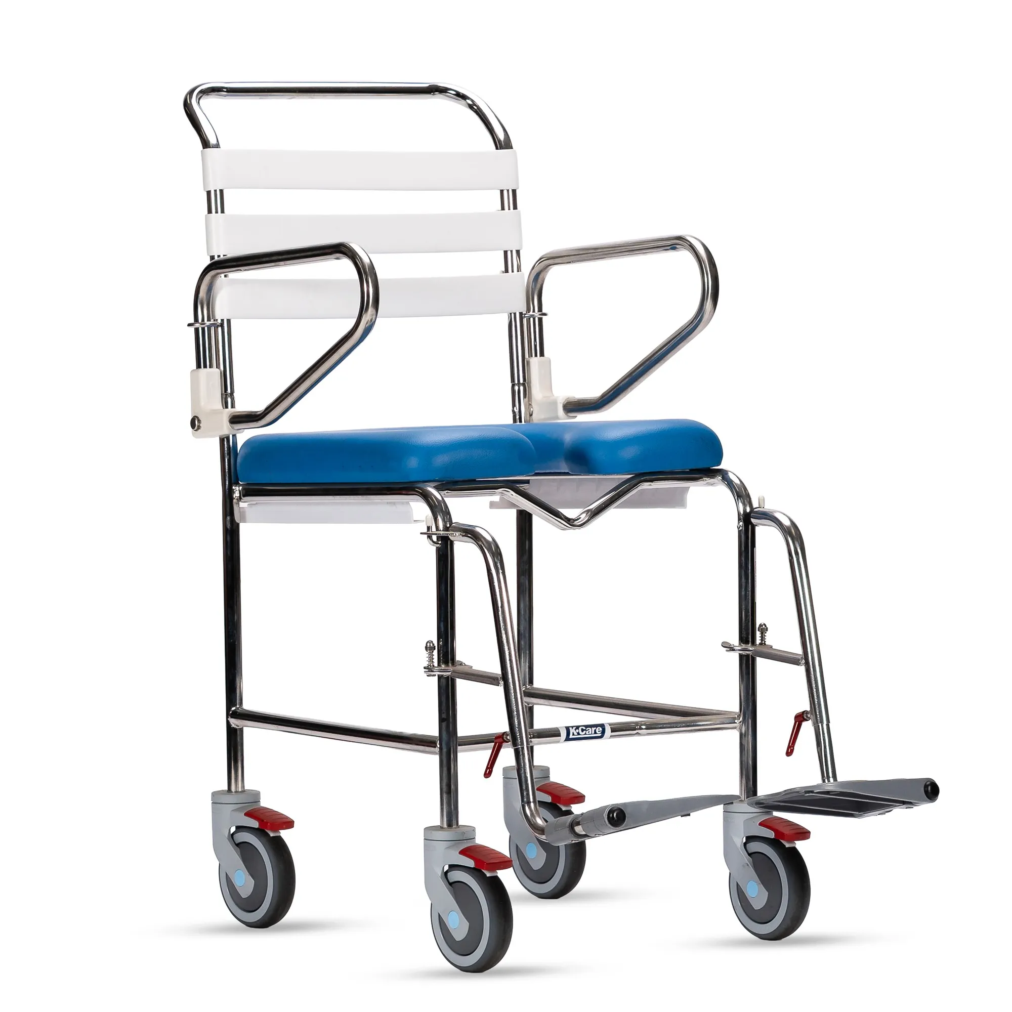 UCare Attendant Propelled Shower Commode with Swing-Up Arms and Swingaway Footrest 445mm